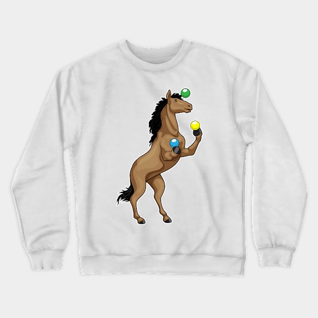 Horse Juggler Juggle Crewneck Sweatshirt by Markus Schnabel